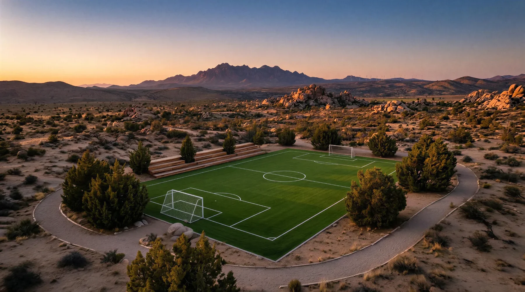 Cancha de fútbol 9 vista desde el aire
